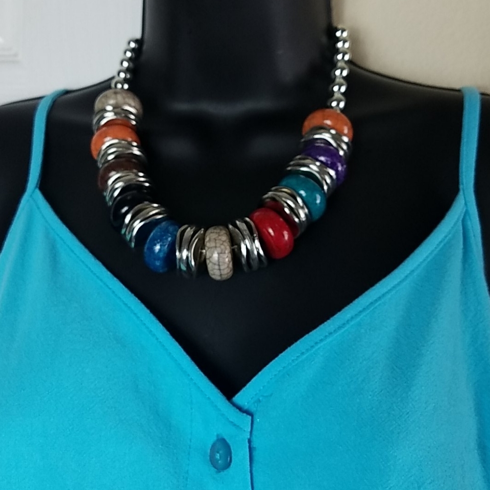 JW Style, Teal top, adjustable straps, Sz M - Picture 7 of 8
